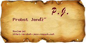 Probst Jenő névjegykártya